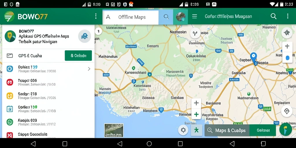 Tampilan antarmuka BOWO77 dengan peta GPS Offline yang jelas.