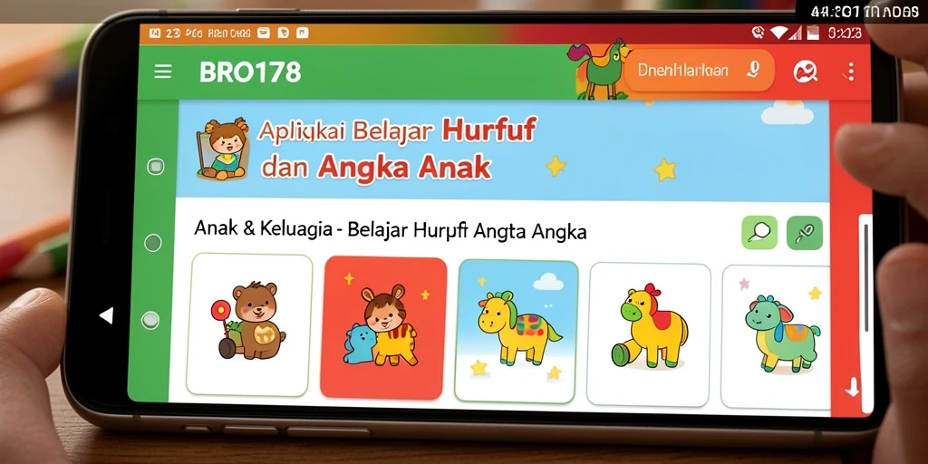 Antarmuka aplikasi Belajar Huruf dan Angka yang menarik dan interaktif.