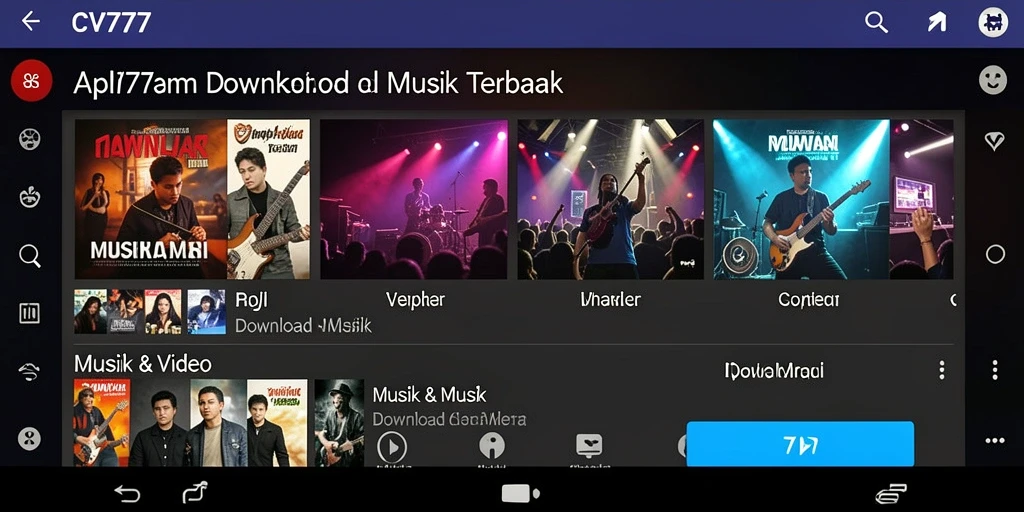 Tampilan antarmuka utama CV777 dengan fitur Download Musik yang menarik.