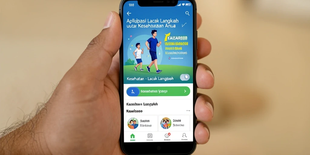 Antarmuka aplikasi KAISAR888 yang menampilkan fungsi Lacak Langkah.