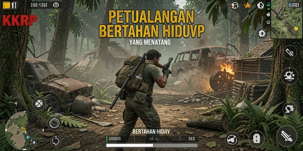 Antarmuka permainan KKRP dengan fitur bertahan hidup yang menarik.