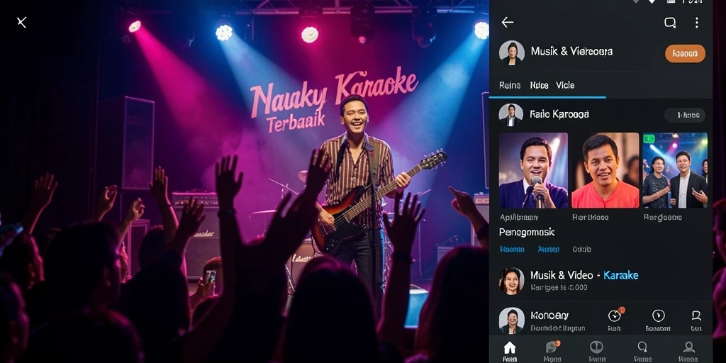 Tampilan antarmuka MPO08 saat digunakan untuk karaoke dengan berbagai fitur menarik.