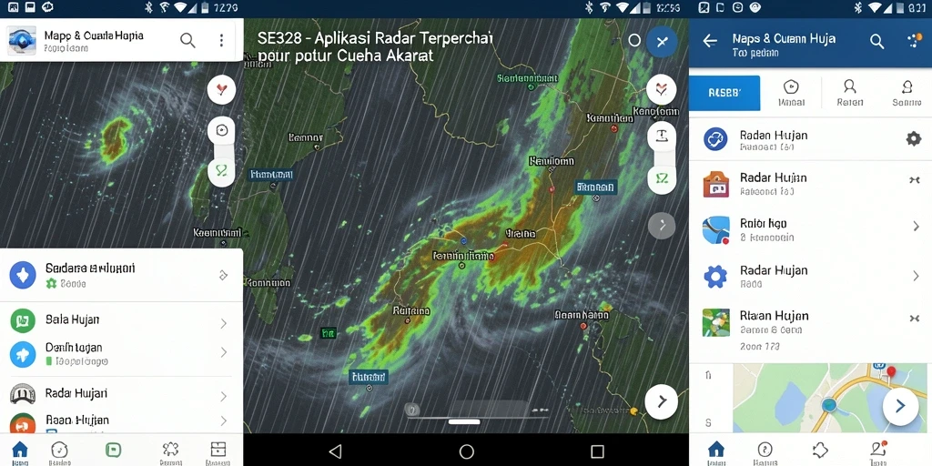 Antarmuka aplikasi SE328 menampilkan radar hujan yang akurat dan informatif.