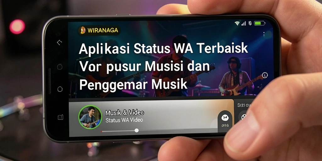 Tampilan antarmuka WIRANAGA dengan pilihan video Status WA yang menarik.