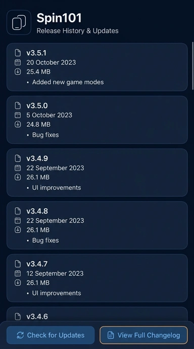 Riwayat Versi spin101 untuk Android
